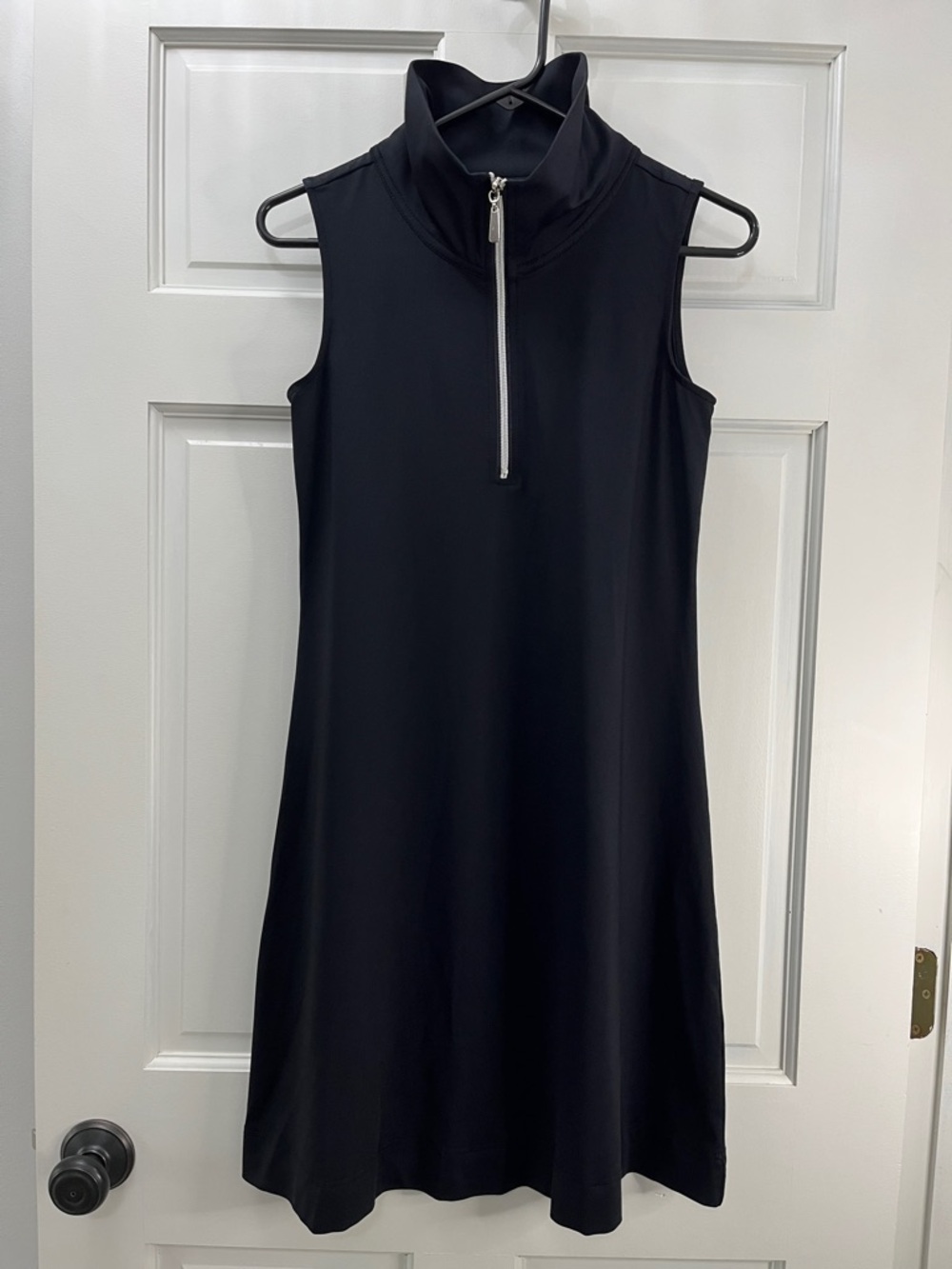 Lulu-B Black Stretchy Performance Sleeveless Collared Shirt Dress -  Size XS